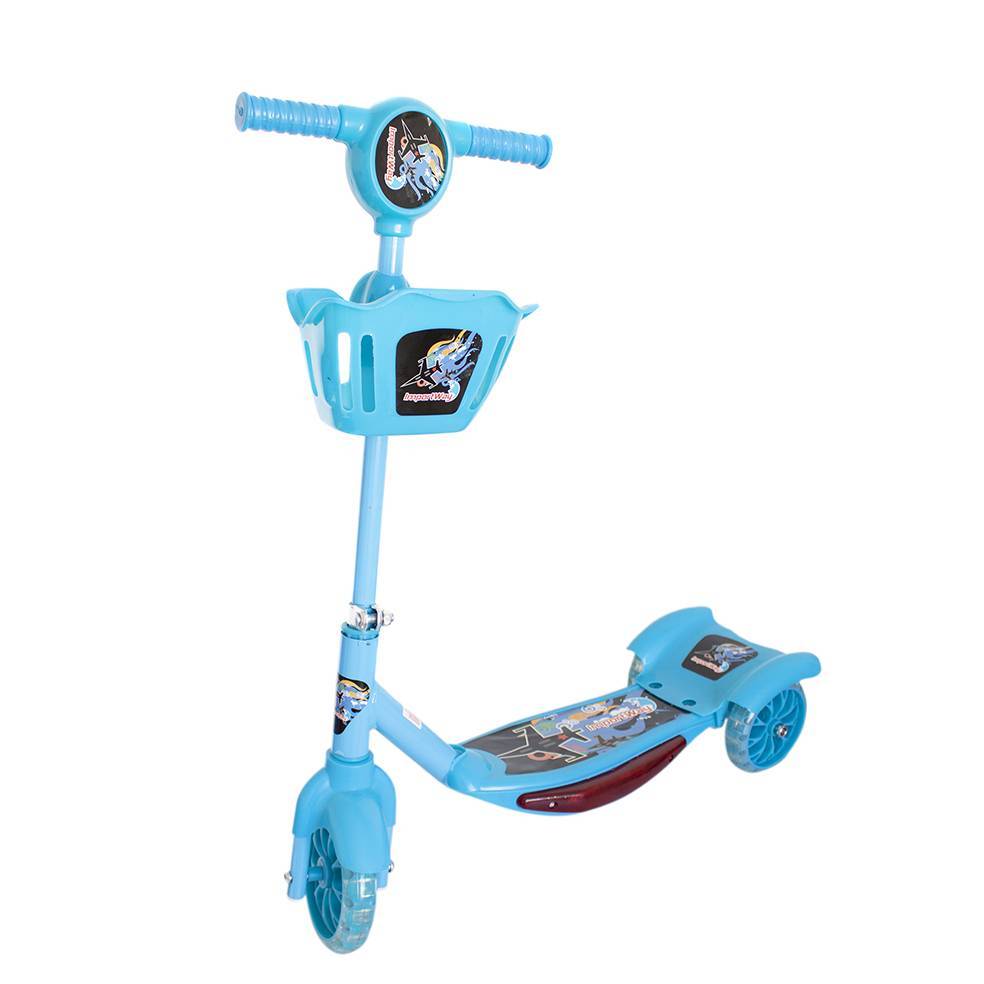 Patinete Infantil 3 Rodas Musical Luzes Cesta