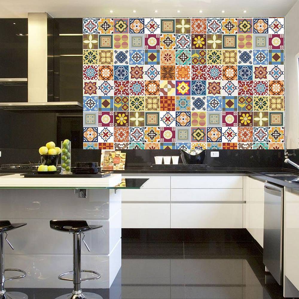 Papel De Parede Adesivo Azulejo Português Colorido 300x52cm