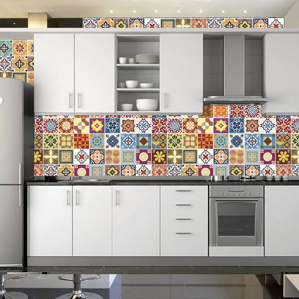 Papel De Parede Adesivo Azulejo Português Colorido 300x52cm
