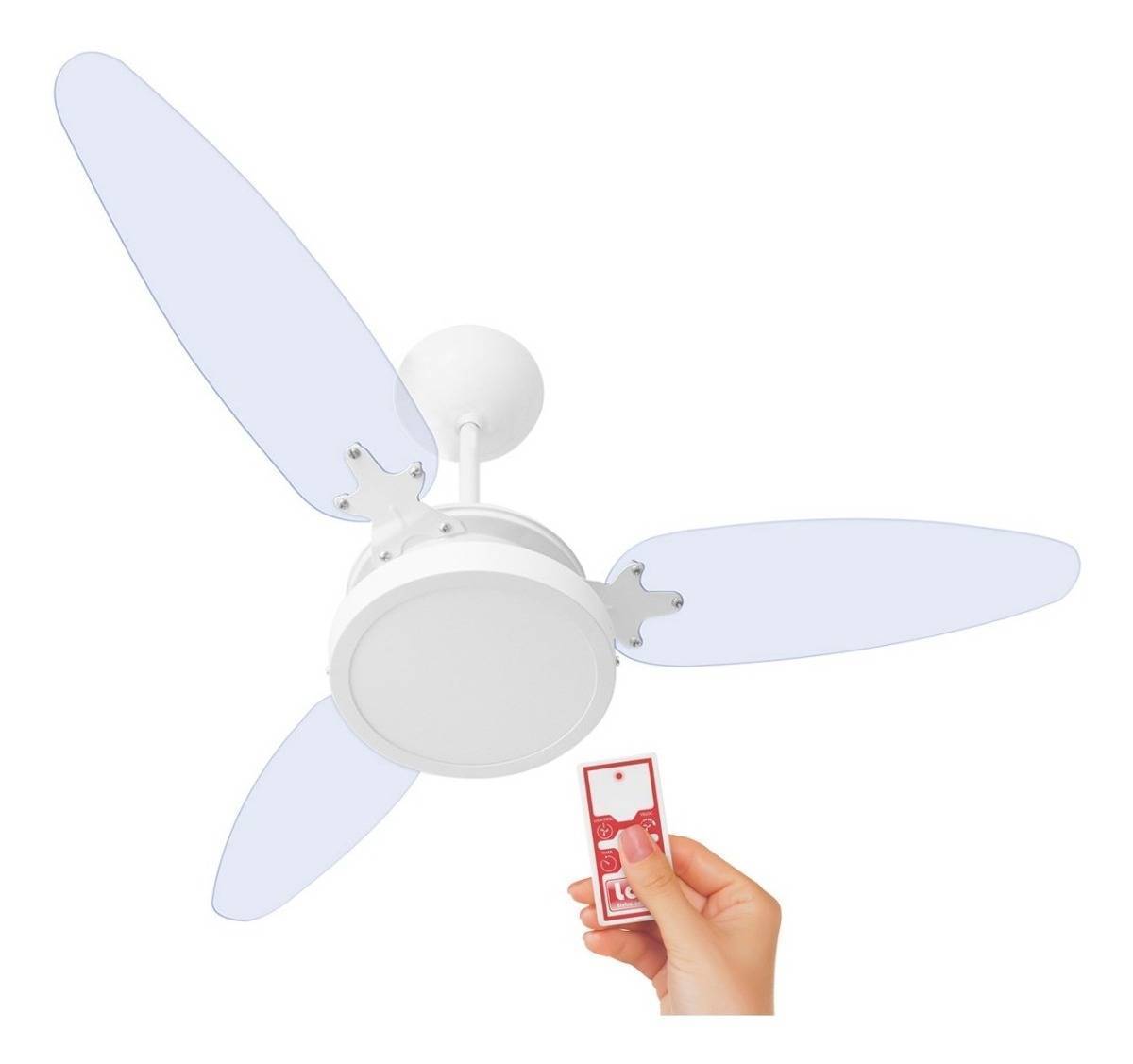 Ventilador De Teto Wind Light Transparente Plafon Led 18w Ponente Controle Remoto