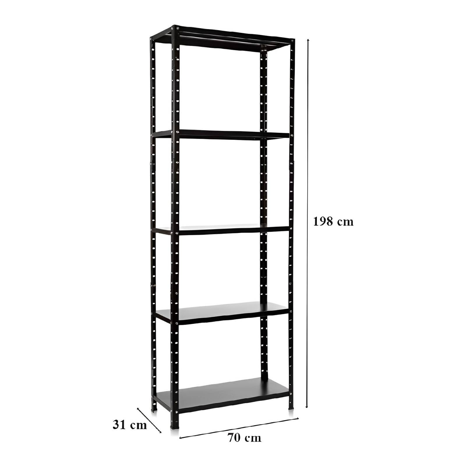 Estante Aço Multiuso Preta 5 Prateleiras Reforçadas Até 30kg Cada