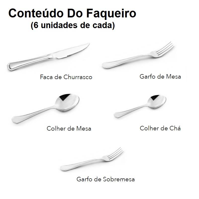 Faqueiro Aço Inox Mimo 30 Peças Maleta Conjunto De Talheres 