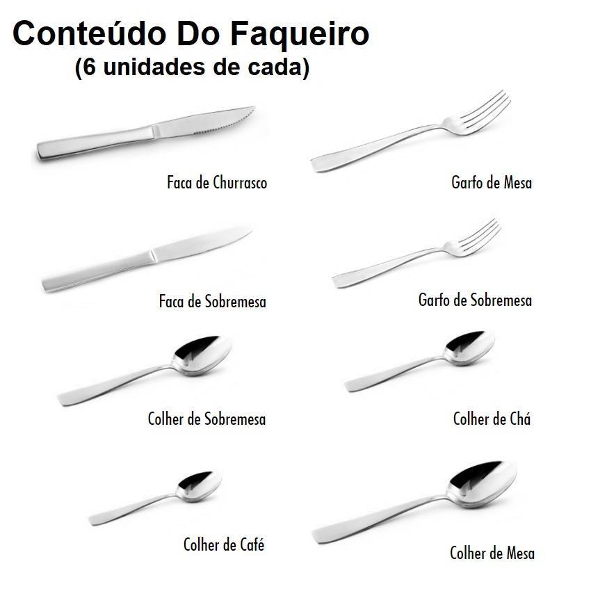 Faqueiro Aço Inox Nina 48 Peças Conjunto De Talheres Mimo