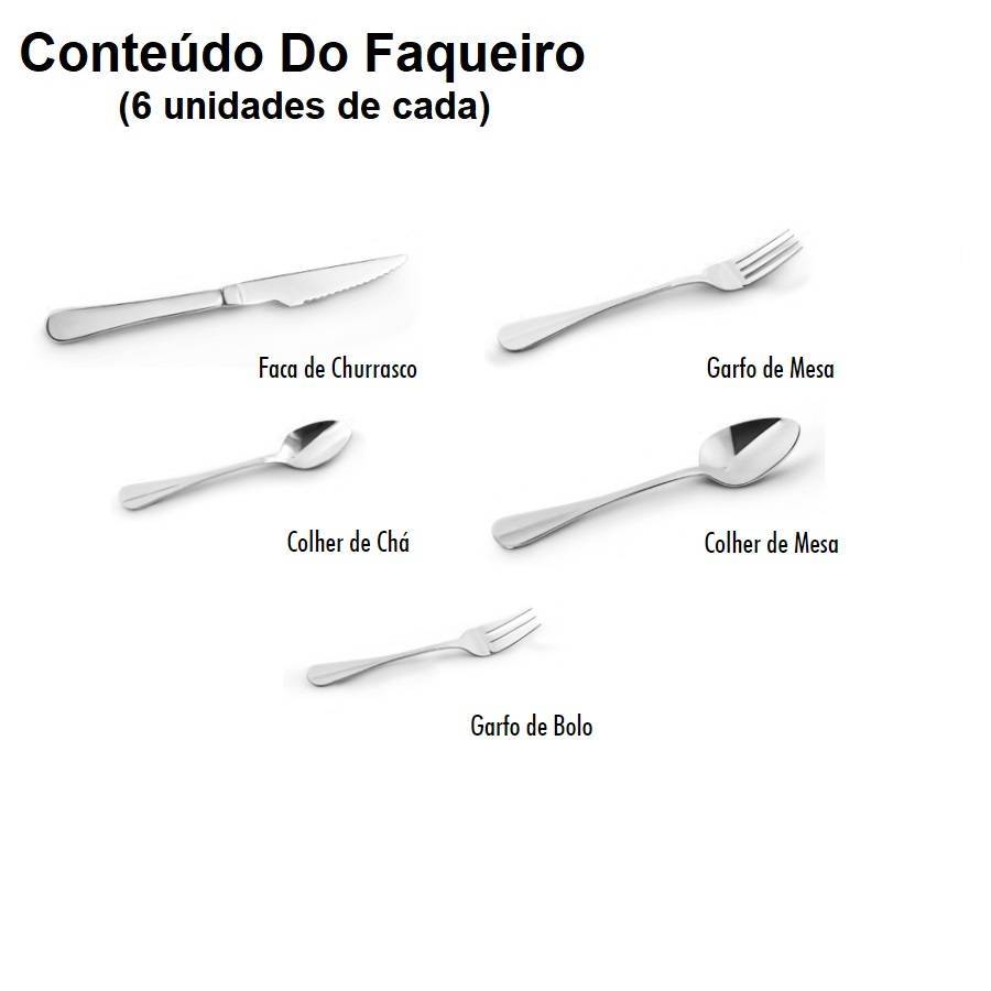 Faqueiro Aço Inox Anna 30 Peças Conjunto De Talheres Mimo