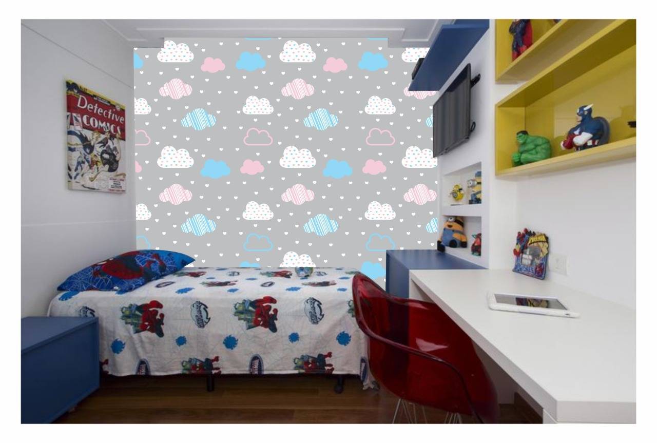 Papel De Parede Adesivo Nuvem Infantil 300x52cm Quarto