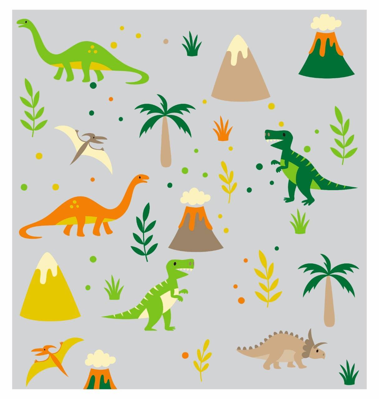 Papel de parede adesivo infantil dinossauros coloridos