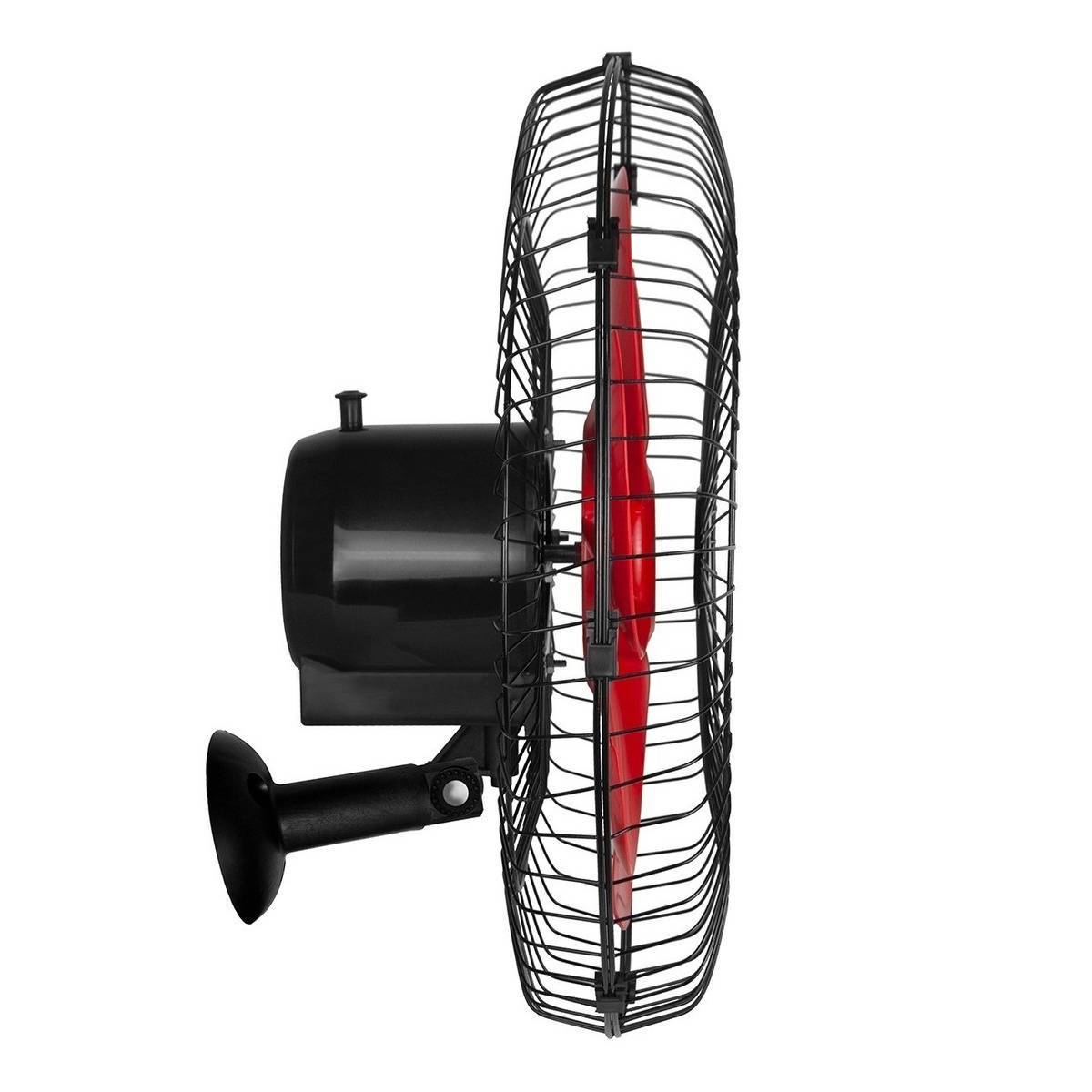 Ventilador de Parede 50cm 6 Pás Preto/Vermelho Turbão Controle Remoto