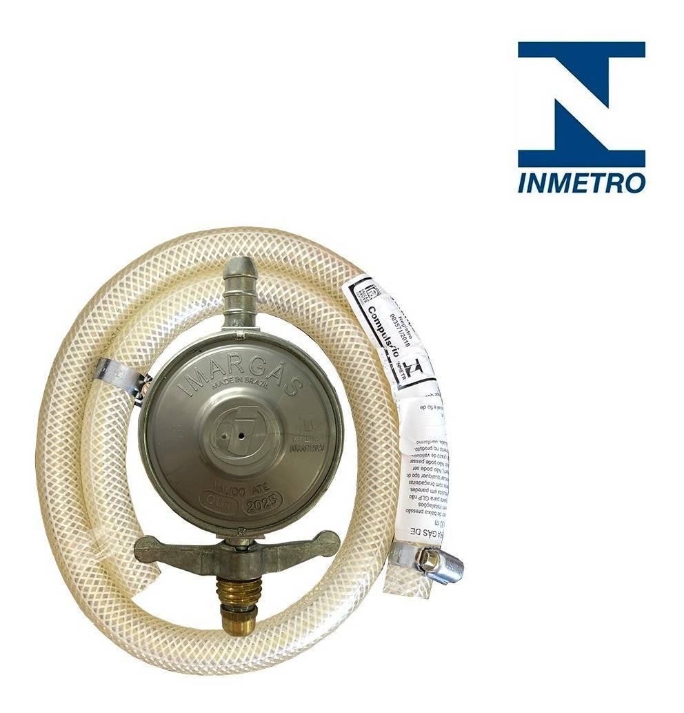 Kit Regulador Registro De Gás + Mangueira 80cm e Abraçadeiras
