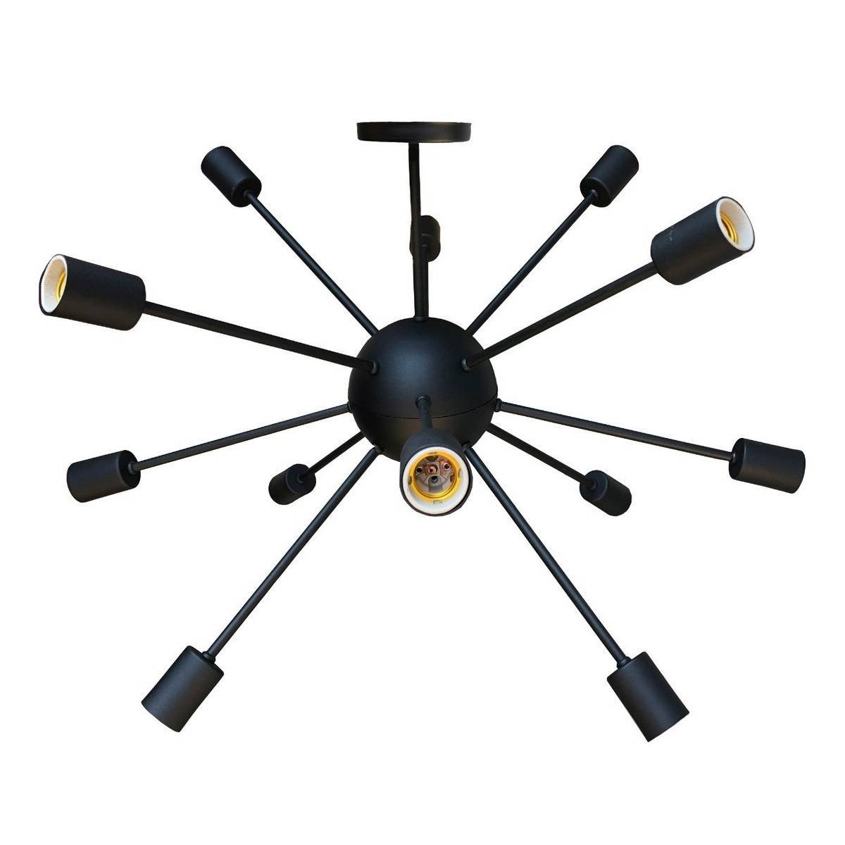 Luminária Pendente Sputnik Átomo 80cm Preto Moderno 12 Lâmpadas