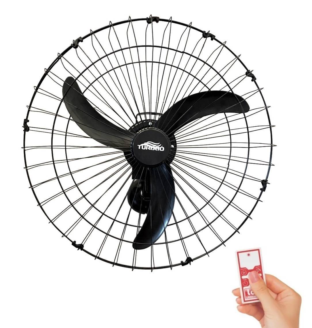 Ventilador de Parede Oscilante 60cm Preto Turbão 155w Controle Remoto