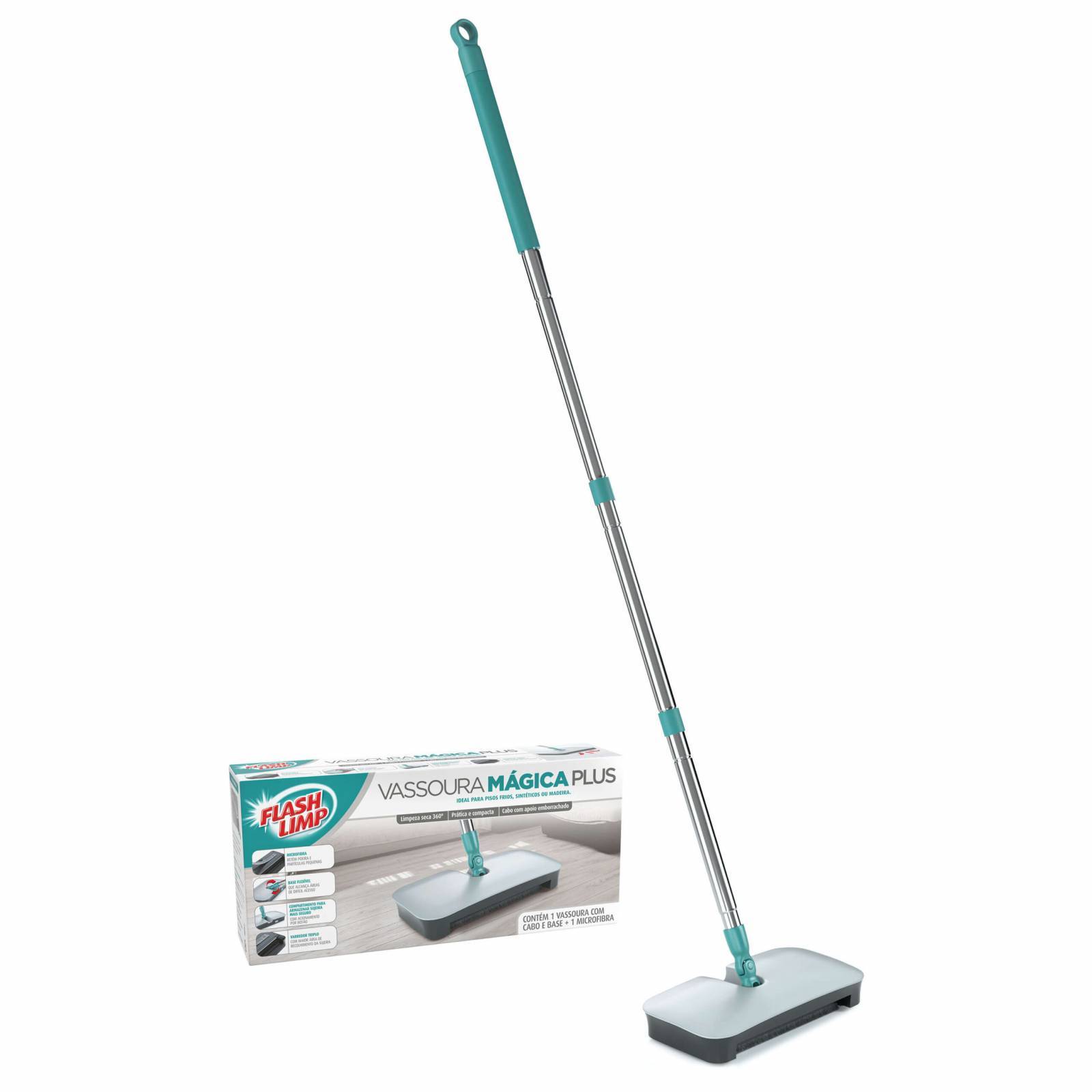 Vassoura Mágica Plus Pano Microfibra Limpeza Flash Limp
