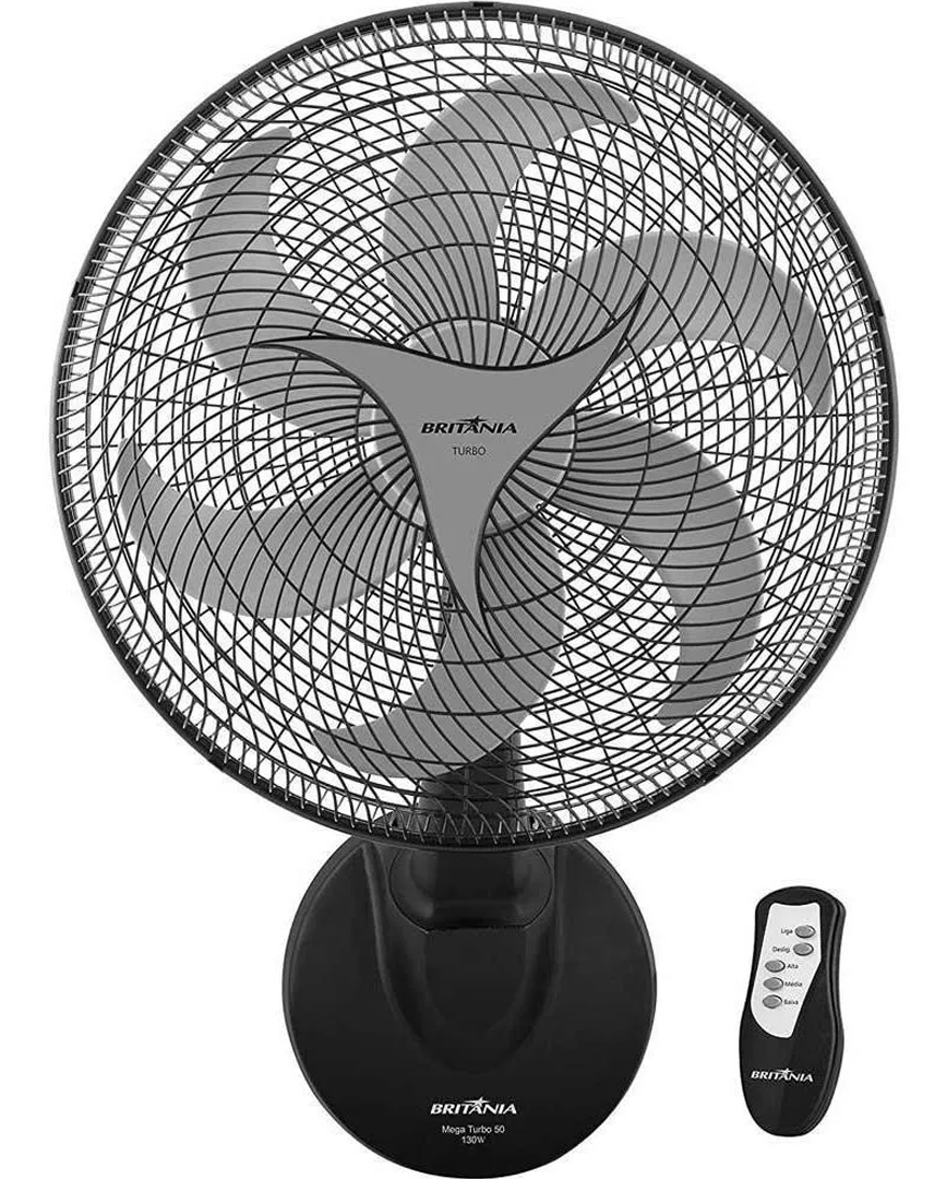 Ventilador de Parede Britânia Mega Turbo 50 Six cr Com Controle Remoto