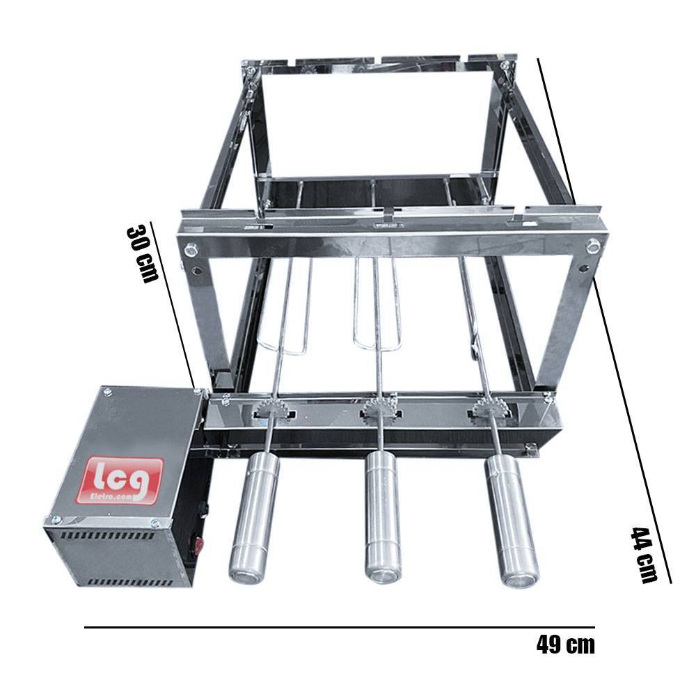 Churrasqueira Giratória Grill Lcg Gira 3 Espetos Inox Bivolt
