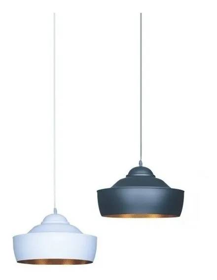 Luminária Pendente Lustre Malta Preto/Branco Alumínio E27