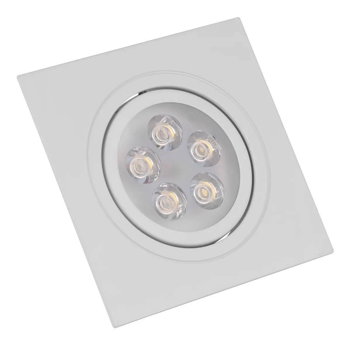 Spot LED Embutir Direcionável Quadrado 5w 6k Branco