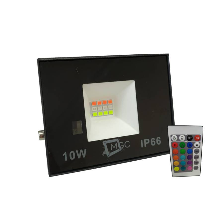 Refletor Holofote LED RGB 10w Bivolt com Controle Remoto