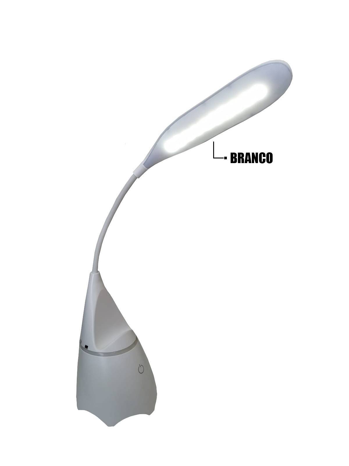 Luminária de Mesa 3 Cores Touch Bluetooth Branca