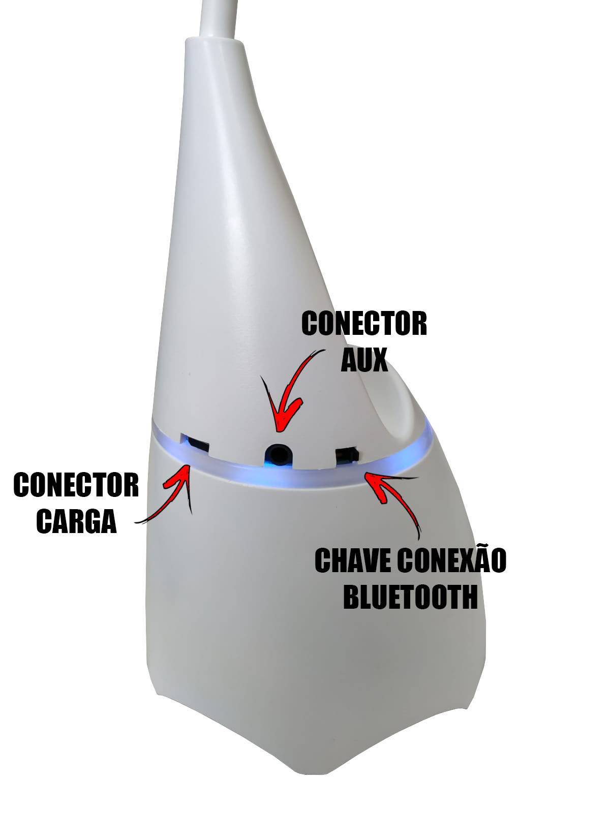 Luminária de Mesa 3 Cores Touch Bluetooth Branca