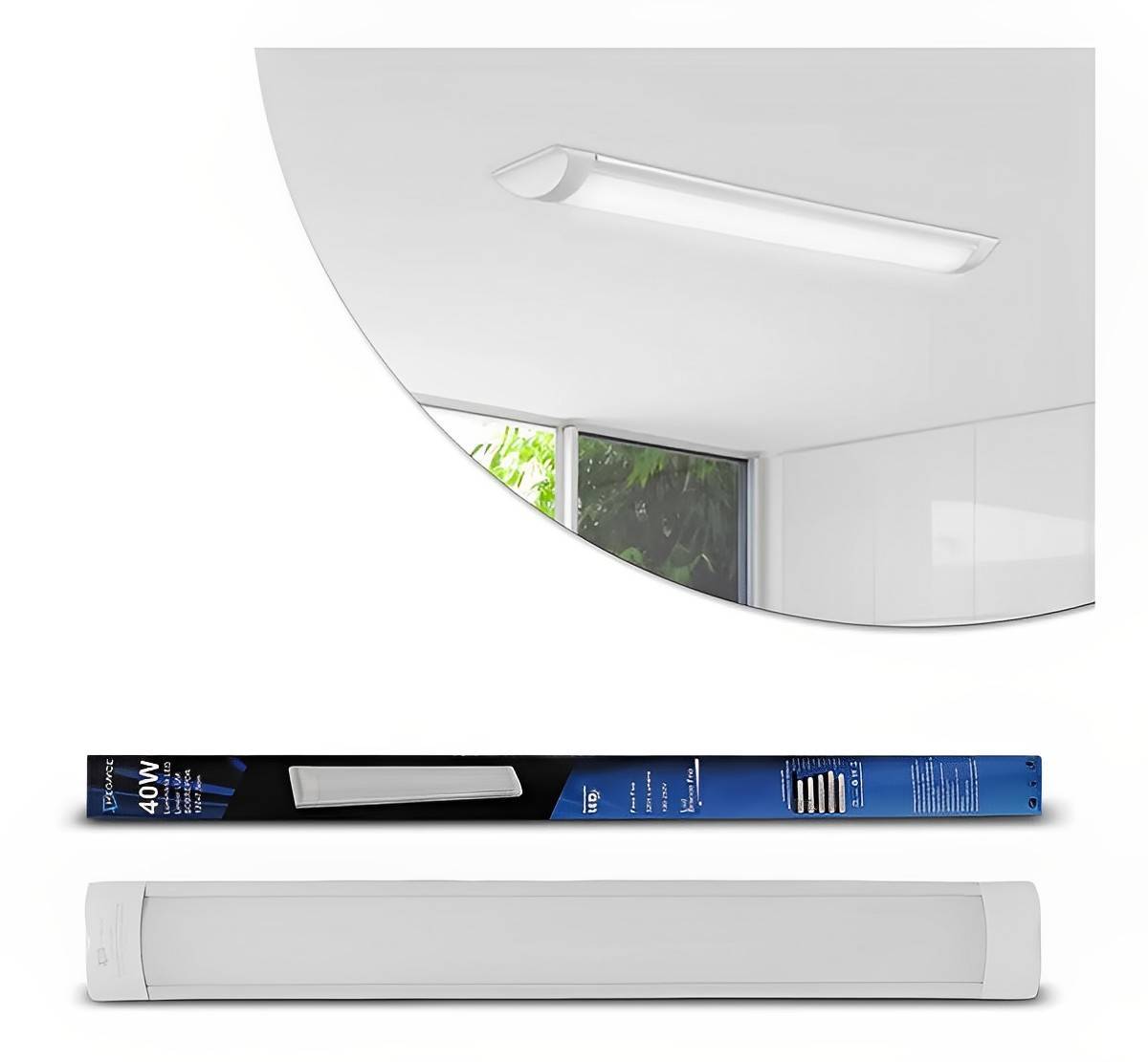 Luminária Sobrepor Led 40w 120cm Tubular Slim Branco Frio