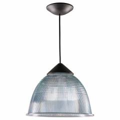 Lustre Pendente Prismático 12' Polegadas Fumê Cabo Preto E27