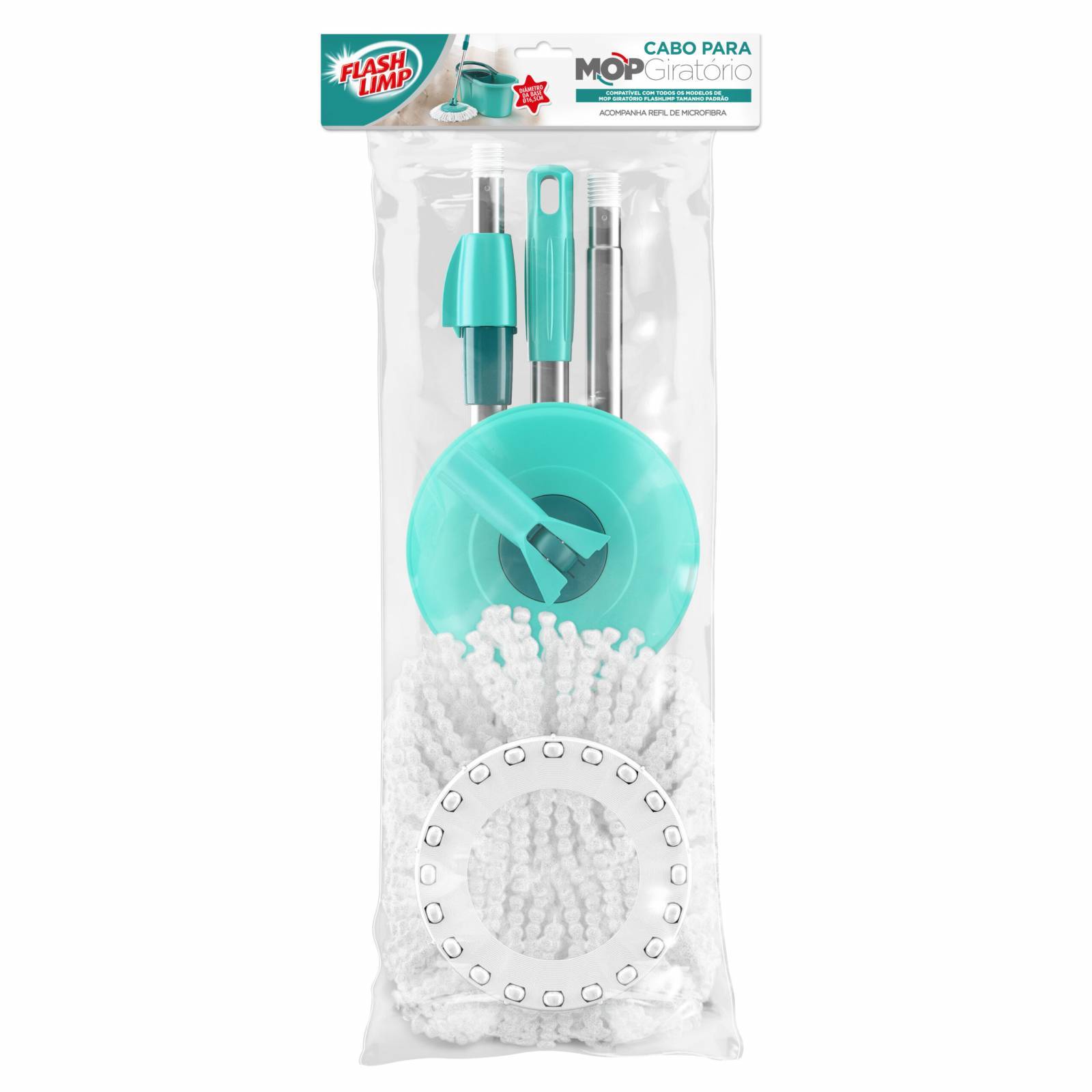 Cabo para Mop Giratório Verde Água Flash Limp