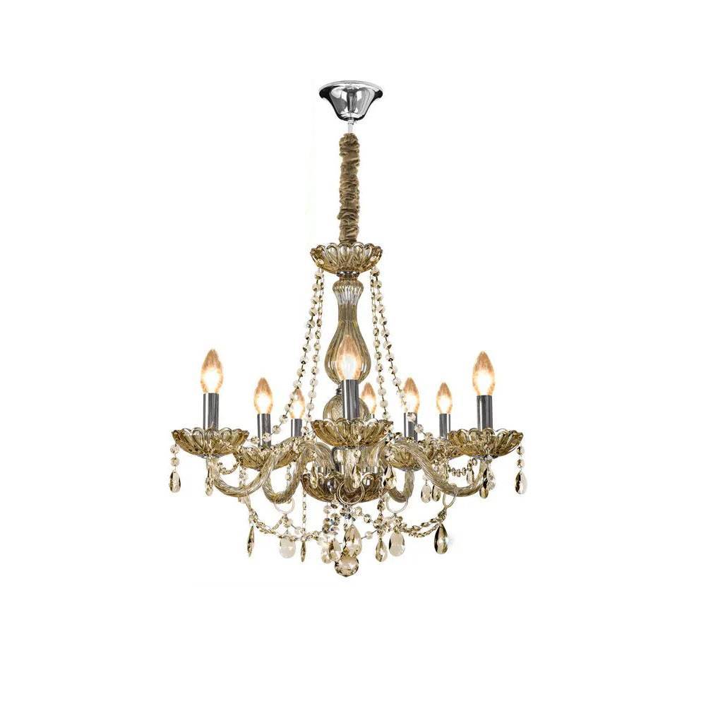 Lustre Clássico Âmbar de 8 Lâmpadas E-14 40w 