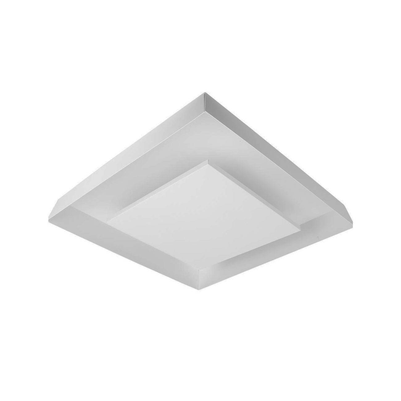 Plafon De Luz Indireta Sobrepor 35x35cm E27 Branco + 04 Lâmpadas Bulbo 12w T45 6500k