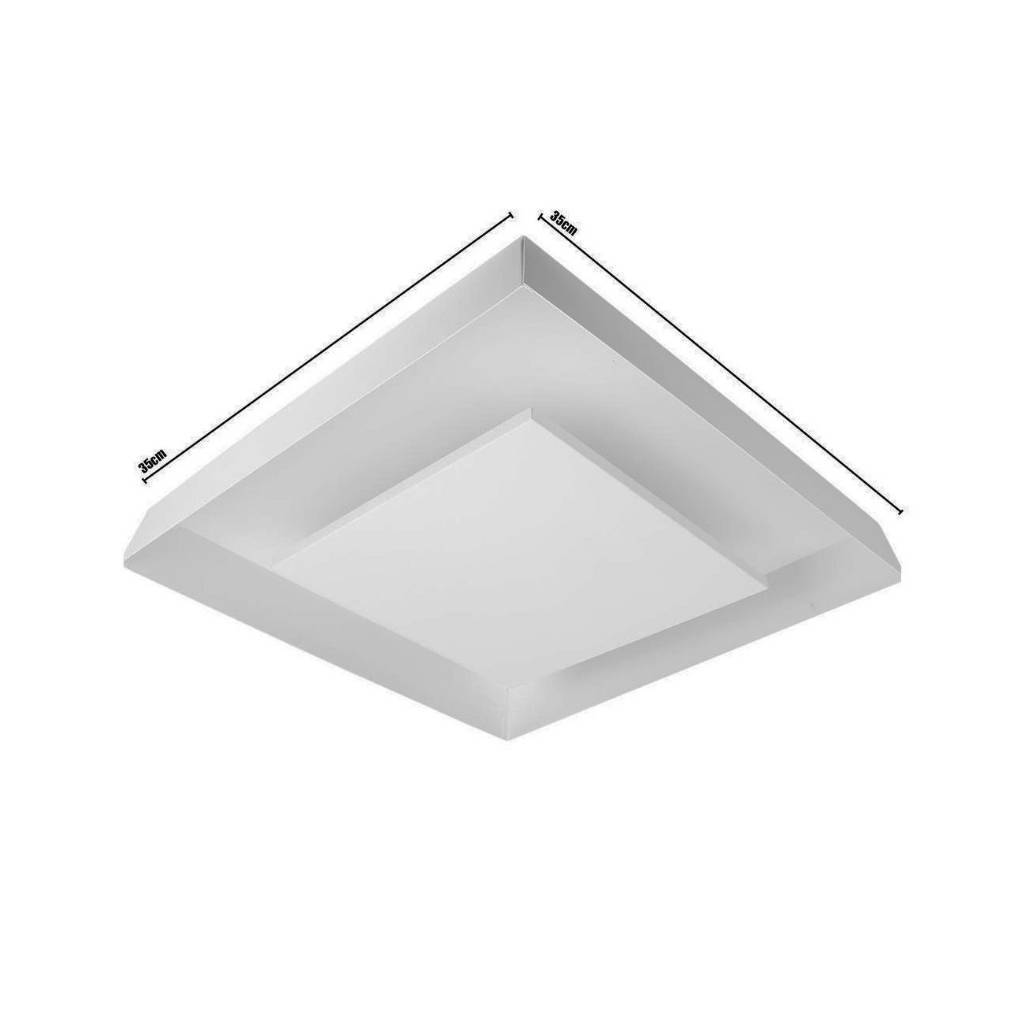 Plafon De Luz Indireta Sobrepor 35x35cm E27 Branco + 04 Lâmpadas Bulbo 12w T45 6500k