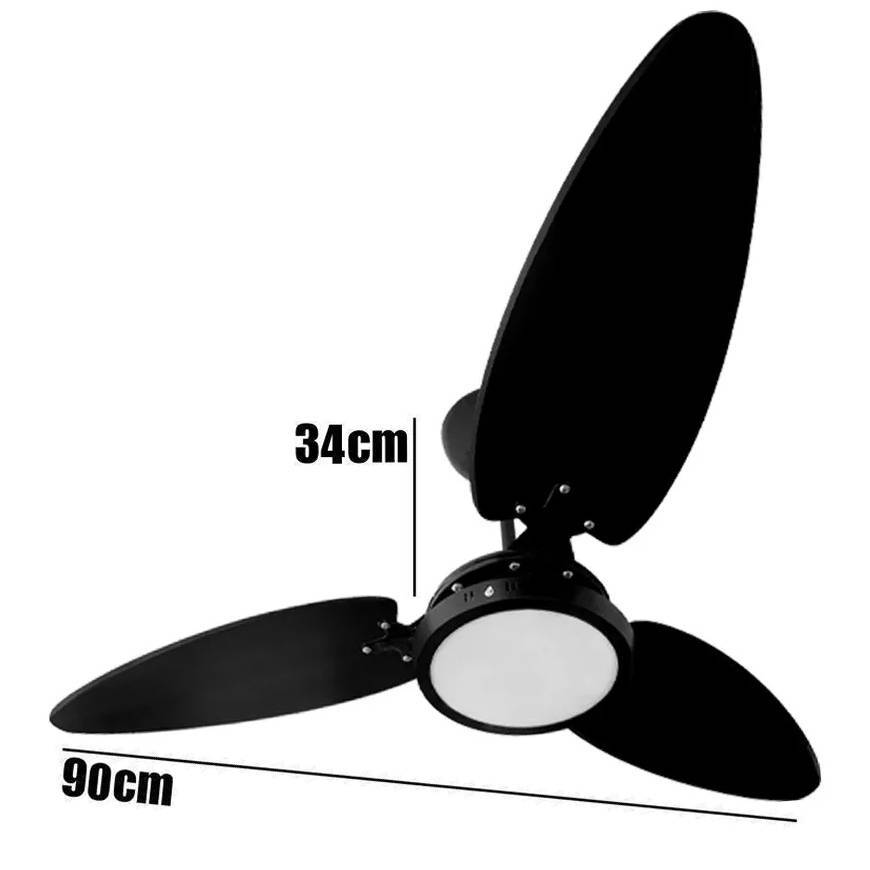 Ventilador De Teto Versatti Preto Plafon Led 18w C/ Controle