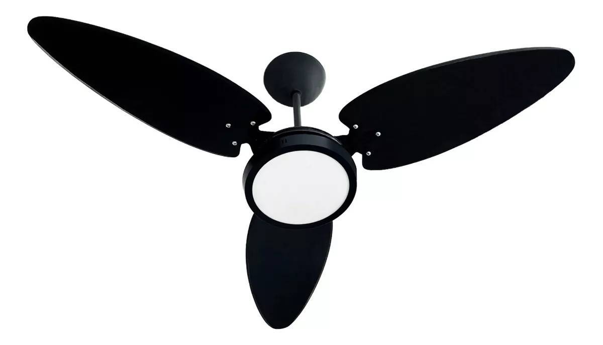 Ventilador De Teto Versatti Preto Plafon Led 18w C/ Controle