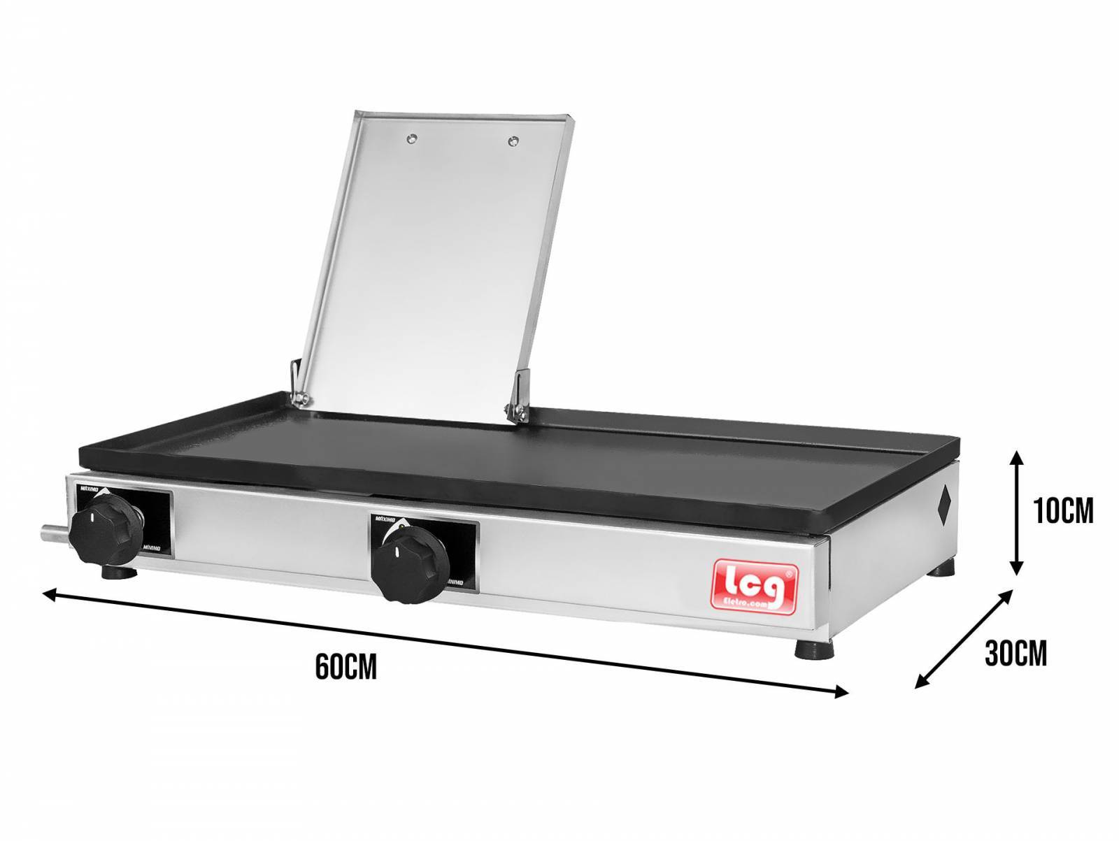 Chapa Sanduicheira Premium à Gás com Prensa 60x30 + Kit Gás