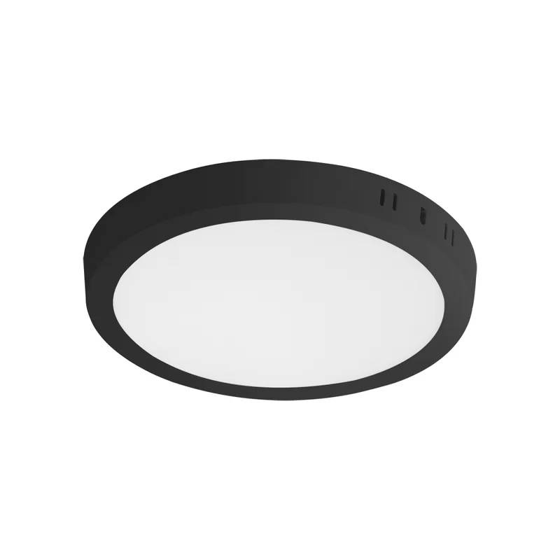 Luminária Plafon 18w LED Sobrepor Redondo Preto Bivolt 6k