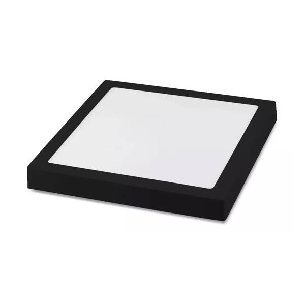 Luminária Plafon Sobrepor Quadrado LED 24w Preto Bivolt 6k