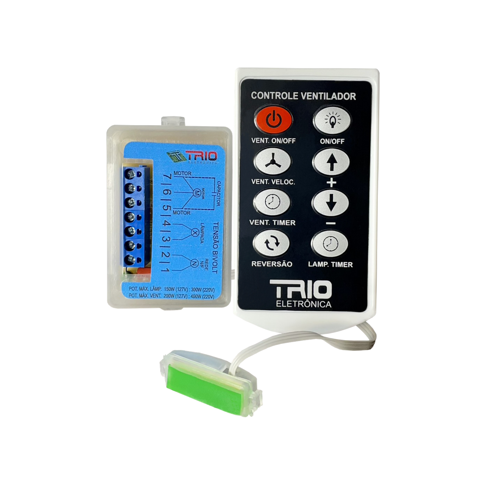 Kit Controle Remoto Para Ventilador De Teto Universal Trio