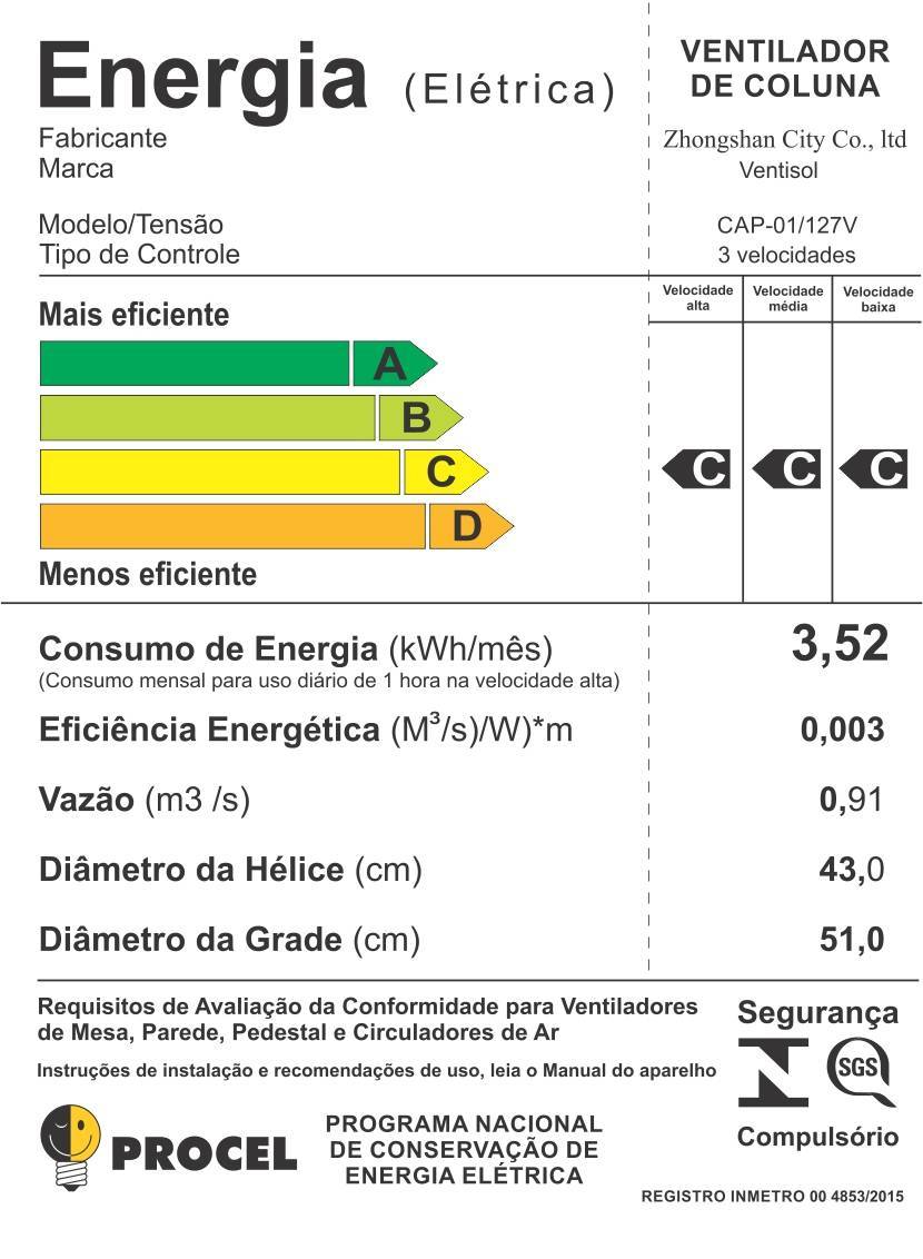 Circulador Ventilador Pedestal Retrô 50cm 130w Ventisol