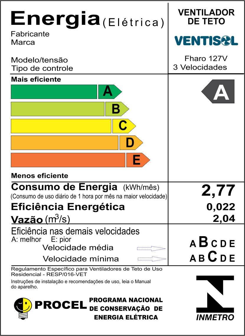Ventilador de Teto Fharo 3 Pás Dupla Face Prata/Tabaco