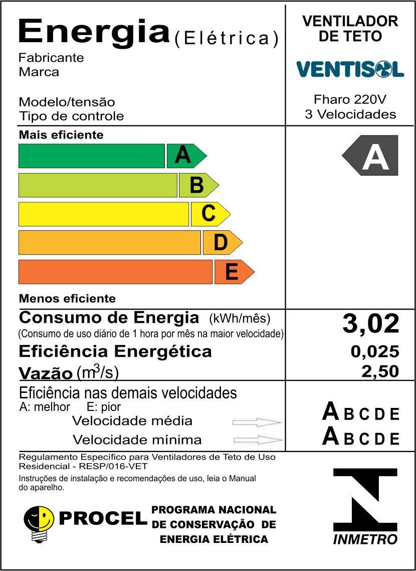 Ventilador de Teto Fharo 3 Pás Dupla Face Prata/Tabaco
