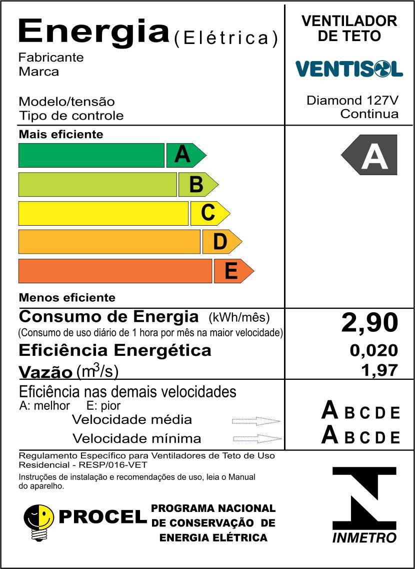 Ventilador De Teto Diamond Ventisol 130w