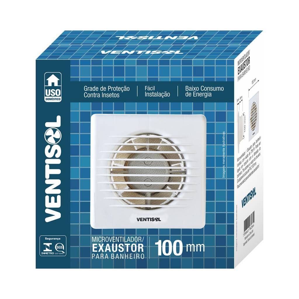 Exaustor 10cm Ventisol Para Banheiro e Ambientes Pequenos