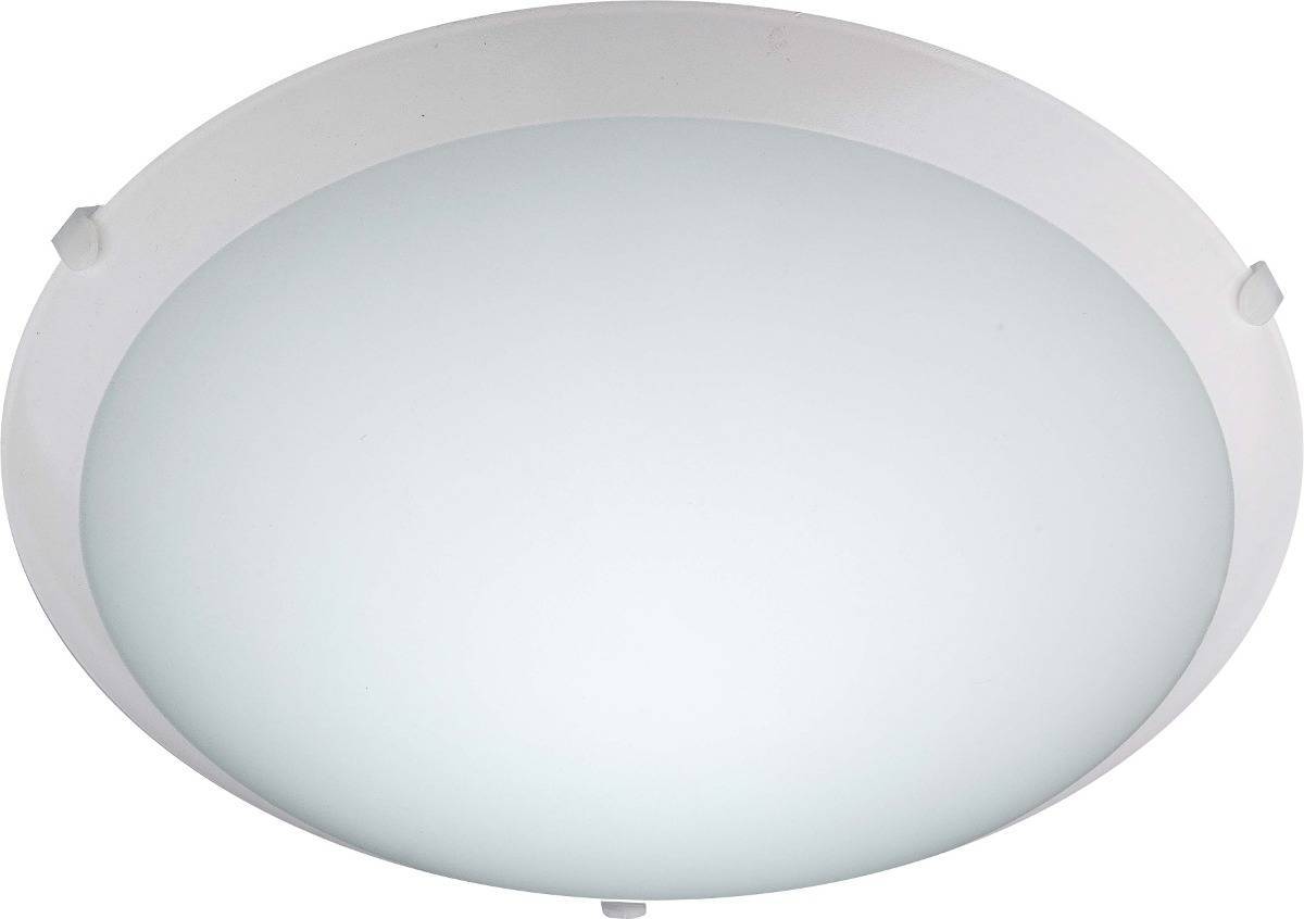 Luminária Redonda Plafon New Clean 30cm Vidro Teto P/ 2 Lâmp