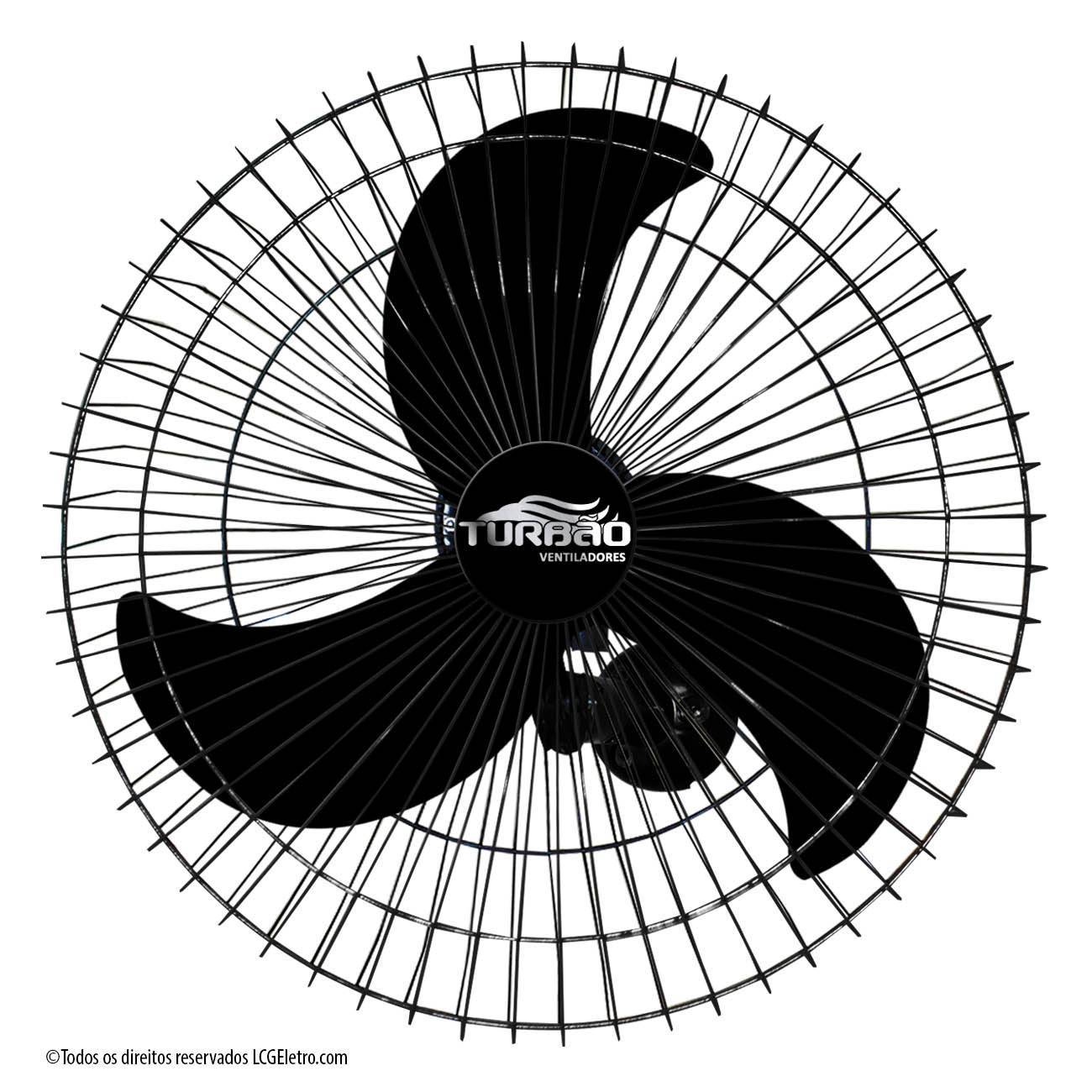 Ventilador de Parede Oscilante 60cm Preto Turbão 200W Bivolt