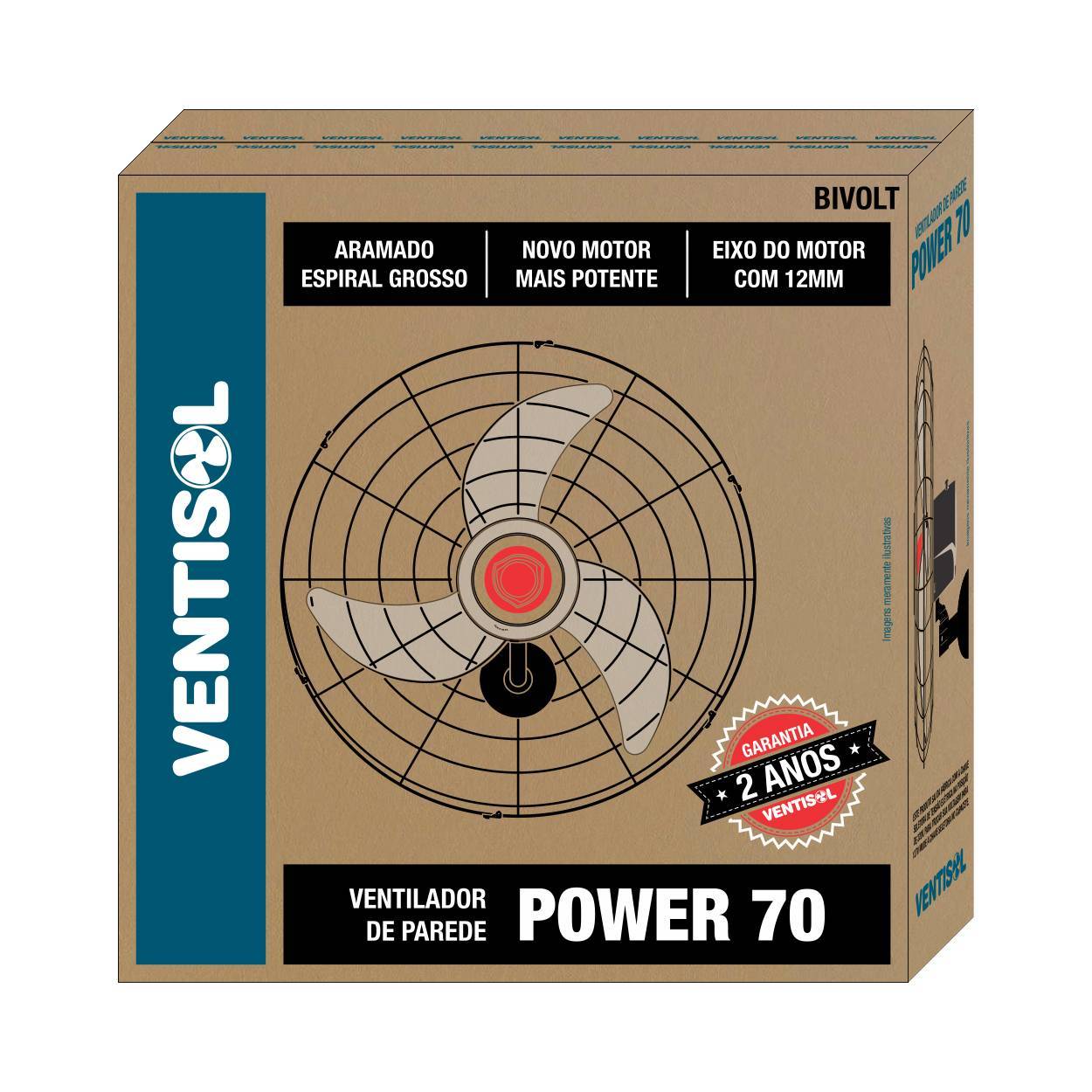 Ventilador de Parede POWER 70cm BIVOLT 230W Ventisol