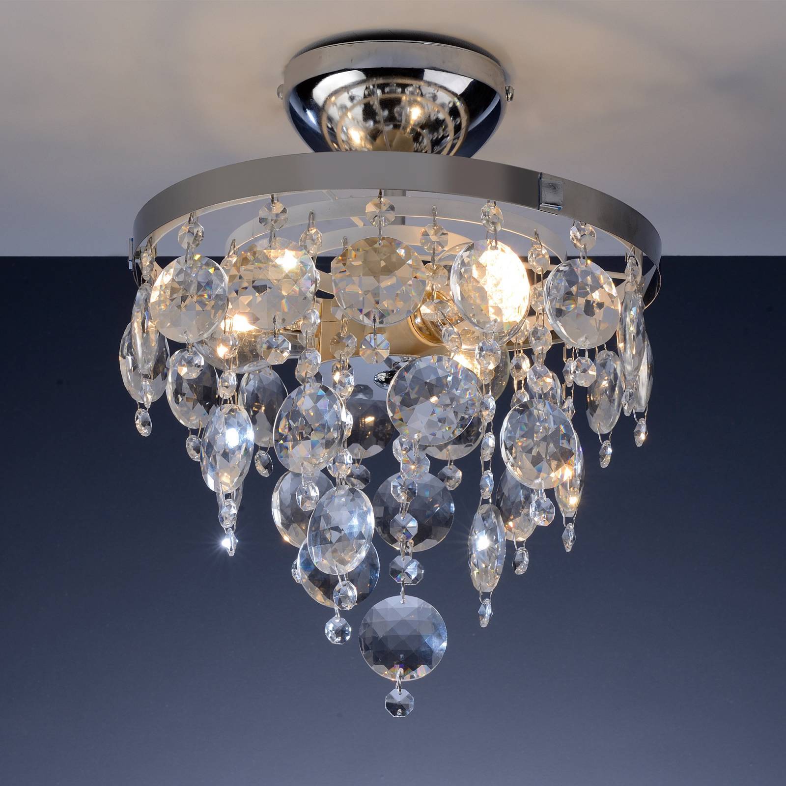 Lustre Plafon Cristal Fenix Redondo Bronzearte 3 Lamp E27