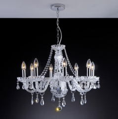 Lustre Clássico 8 Braços Pingentes Cristal K9 Candelabro