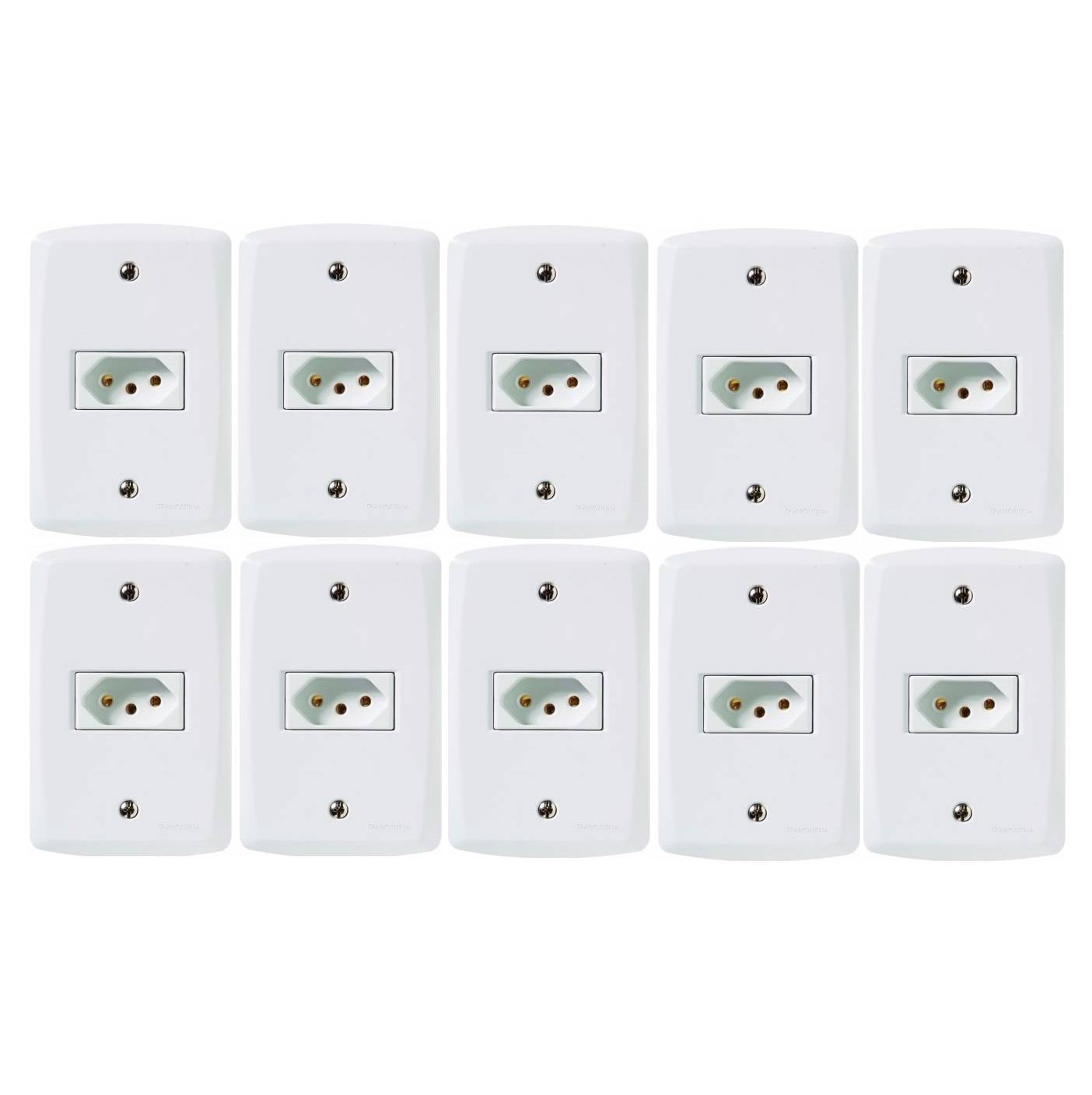 Conjunto Montado Lux² 4x2 1 Tomada NBR 14136 10A 250V Tramontina - Kit 10 unidades