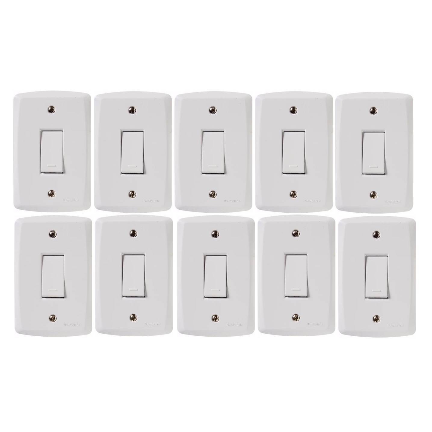 Conjunto Montado Lux² 4x2 1 Interruptor Simples 10A 250V Tramontina - Kit 10 unidades