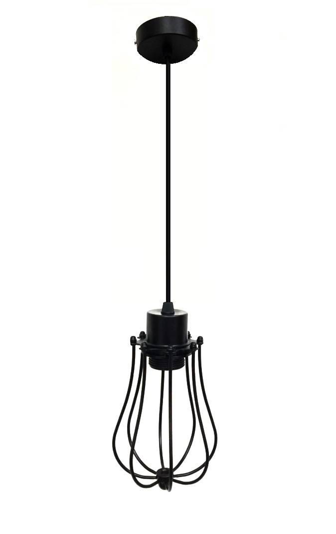 Lustre Pendente Aramado Design Estilo Industrial Preto