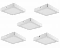 Kit 5 Luminária Plafon Led De Sobrepor 18w Quadrada Branco Frio 6000K