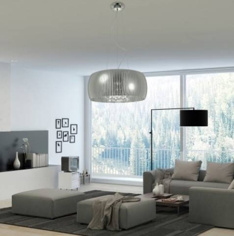 Lustre Pendente Cromado Cristal Soho Bella 50x145cm