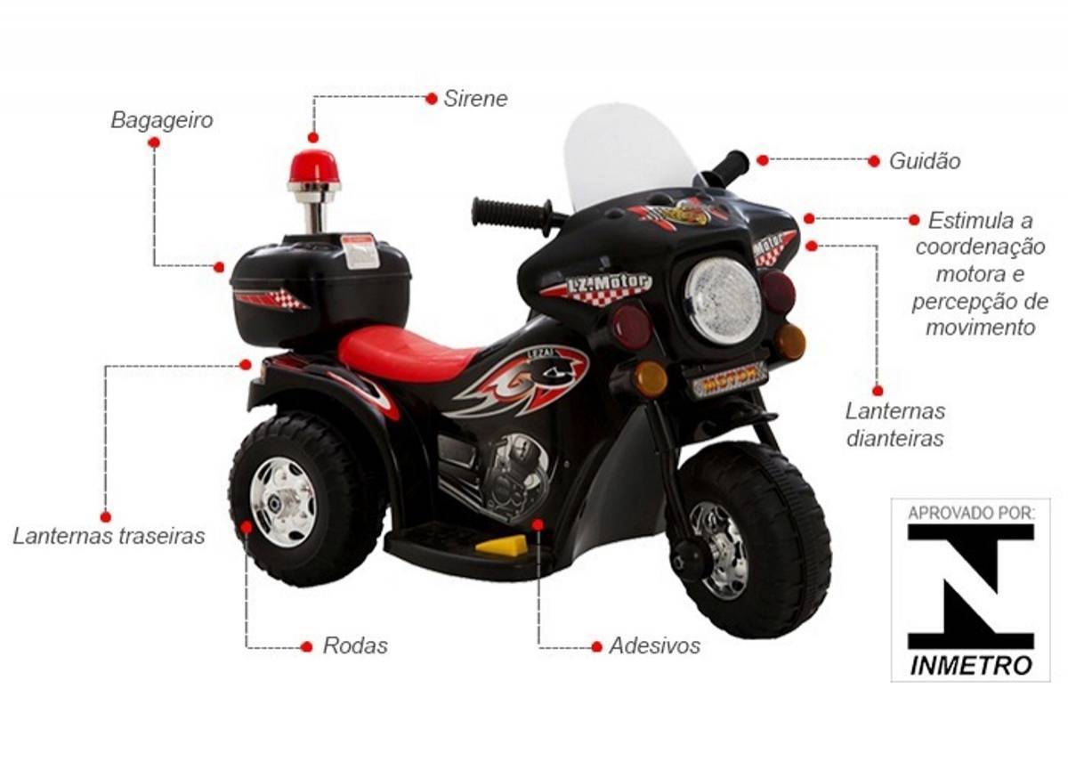 Mini Moto Elétrica Infantil Branca Triciclo Para Crianças Po - LCG ELETRO